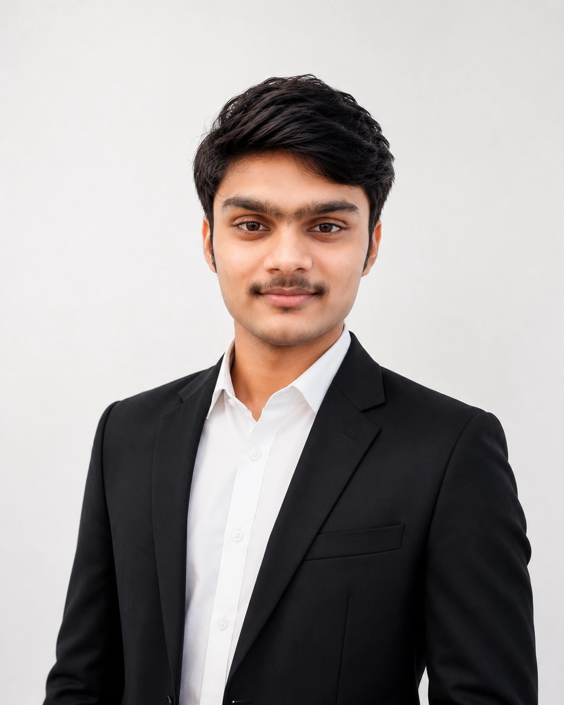 Professional portrait of Nitesh Rajput wearing a black blazer and white shirt on a light gray background for a digital marketing and WordPress portfolio.